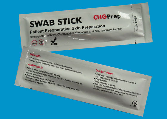 Esponjas estéril del alcohol CHG del Chlorhexidine de la piel de la broche antiséptica de Swabstick