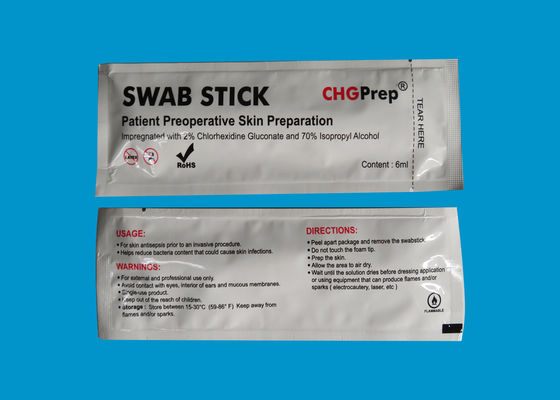 La espuma médica de la esterilización de Chlorascrub CHG Swabstick ETO inclinó las esponjas